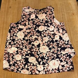 Banana Republic Floral Sleeveless Blouse - Black and Pink